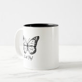 Tweetone Mok zwarte en witte vlinder (Voorkant links)