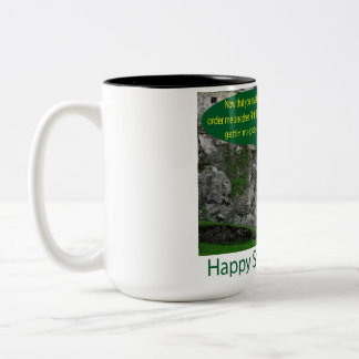 Tweetonige 15 oz mok. Vrolijke St. Patrick's Day. Tweekleurige Koffiemok