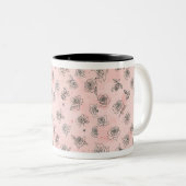 Tweetonige bloemenkoffie mok (Voorkant rechts)