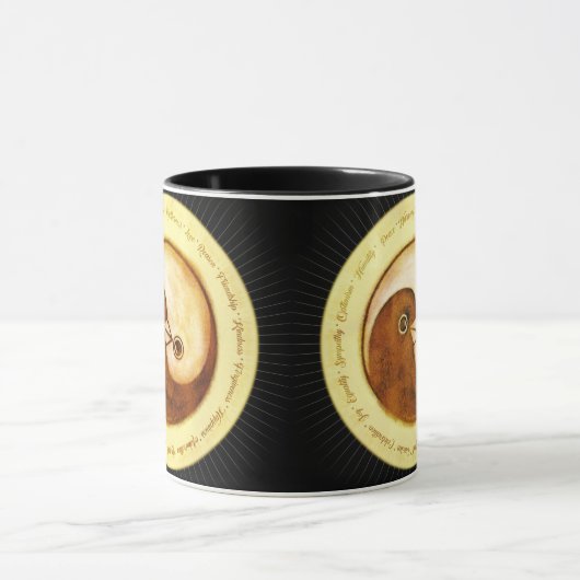 Tweetonige gestileerde mok Yin Yang vredesduiven (Midden)