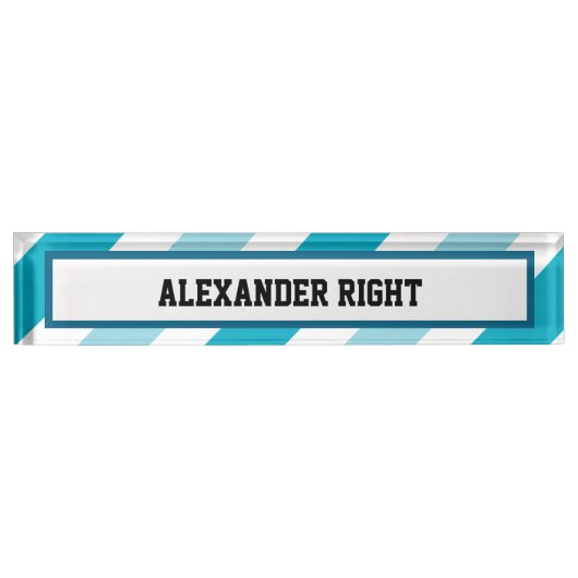 Tweetonige gestreepte bureaunaamplaat naambordje (Voorkant)