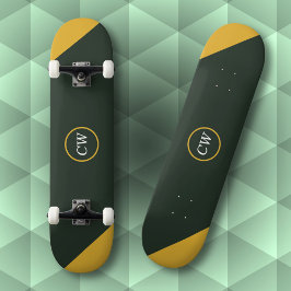 Tweetonige Goud & Bos Groen Monogram Persoonlijk Skateboard