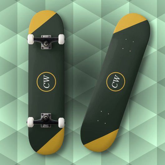 Tweetonige Goud & Bos Groen Monogram Persoonlijk Skateboard