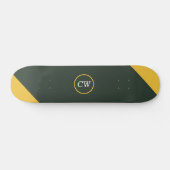 Tweetonige Goud & Bos Groen Monogram Persoonlijk Skateboard (Horizontaal)