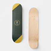 Tweetonige Goud & Bos Groen Monogram Persoonlijk Skateboard (Voorkant)