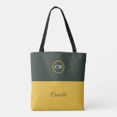 Tweetonige Goud & Bos Groen Monogram Tote Bag (Achterkant)