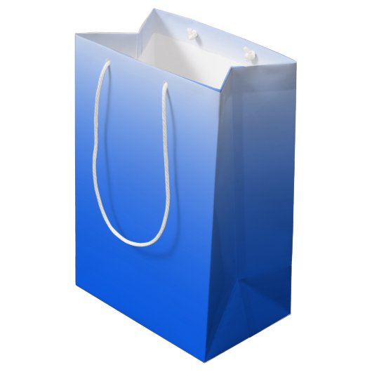 Tweetonige gradiëntombre elektrisch blauw medium cadeauzakje (Achterkant Gekanteld)
