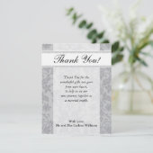 Tweetonige Grijze Damask Wedding Flat Hartelijk da Bedankkaart (Staand voorkant)