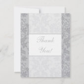Tweetonige Grijze Damask Wedding Flat Hartelijk da Bedankkaart (Achterkant)