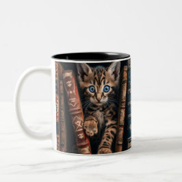 Tweetonige keramische mok | Bengaalse kitten Oude