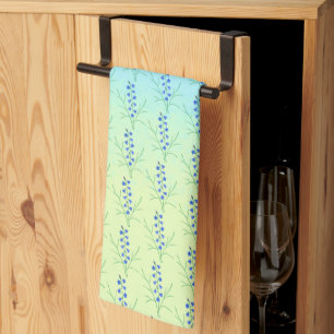 Tweetonige keukendoek met blauwe klokjes theedoek