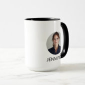 Tweetonige minimalistische aangepaste naam en foto mok (Voorkant rechts)