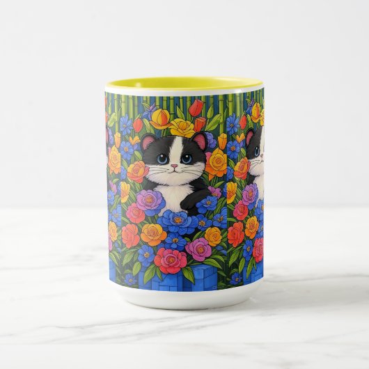 Tweetonige Mok, bloemenbekers Mok (Midden)