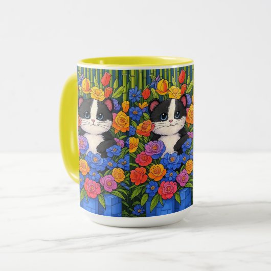 Tweetonige Mok, bloemenbekers Mok (Voorkant links)