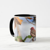 Tweetonige mok met afbeelding van een huisvink (Voorkant links)