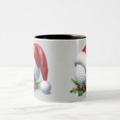 Tweetonige mok met een golfbal met een kerstmuts (Center)
