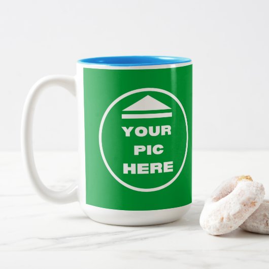 Tweetonige Mok - Voeg Afbeelding toe 15 oz Wit Lic (Met donut)