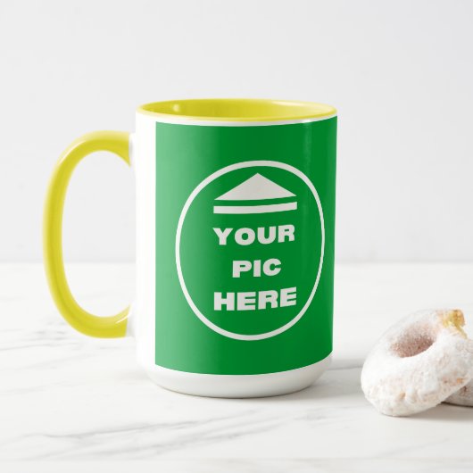 Tweetonige mok - Voeg uw afbeelding toe 15 oz Wit (Met donut)