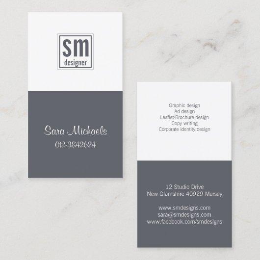 Tweetonige Monogram Visitekaartje (Voorkant / Achterkant)