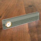 Tweetonige Moss Green Clock Desk naamplaat Naambordje (Zijkant)