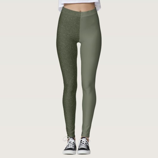 Tweetonige Moss Groene Leggings (mat + getextureer (Voorkant)