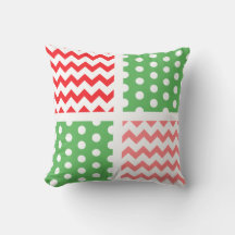 Tweetonige rood/groen/witte Chevron/Polkadot