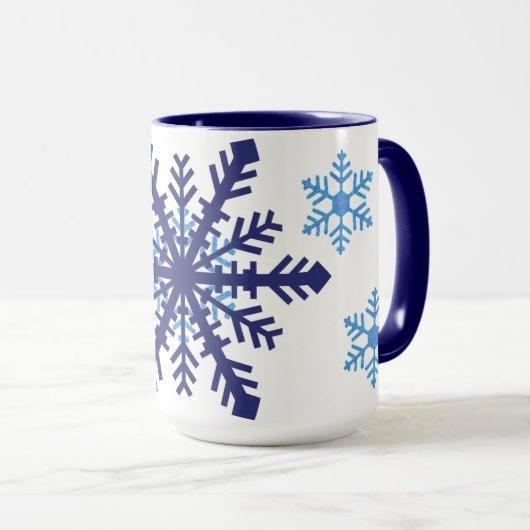 Tweetonige sneeuwvlokken mok (Voorkant rechts)