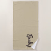 Tweetonige zandbeige moderne aangepaste naam strandlaken (Voorkant)