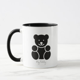 Tweetonige zwarte en witte koffiekop van teddybeer mok