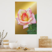 Tweetoonroze Rose boven Gold Poster (Keuken)