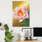 Tweetoonroze Rose boven Gold Poster (Thuiskantoor)