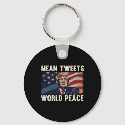 Tweets Wereldvrede Donald Trump Patriottisch Sleutelhanger (Voorkant)