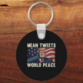 Tweets Wereldvrede Donald Trump Patriottisch Sleutelhanger (Voorkant)