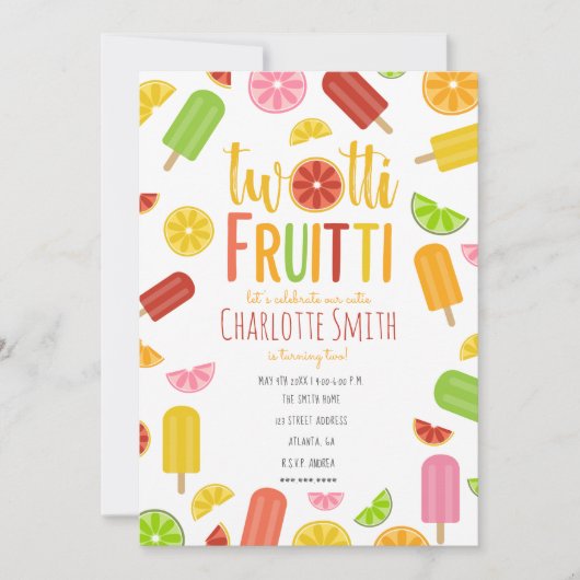 Tweetti Fruitti Citrus Ice Pop Tweede verjaardag Kaart (Voorkant)