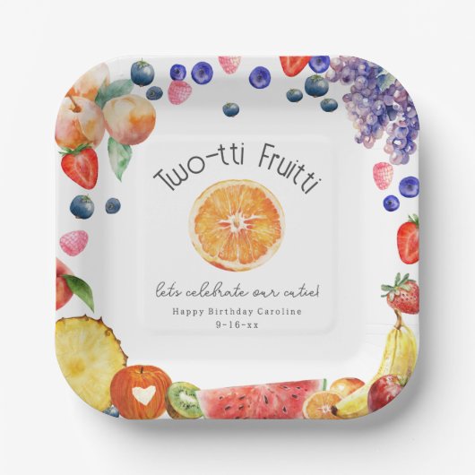 Tweetti Fruitti Cutie Fruit Birthday Papieren Bordje (Voorkant)