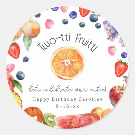 Tweetti Fruitti Cutie Fruit Birthday Ronde Sticker (Voorkant)