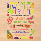 Tweetti Frutti 2e verjaardag Acryl Uitnodigingen (Voorkant)