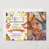 Tweetti Frutti 2e verjaardag Foto-uitnodigingen Kaart (Voorkant)
