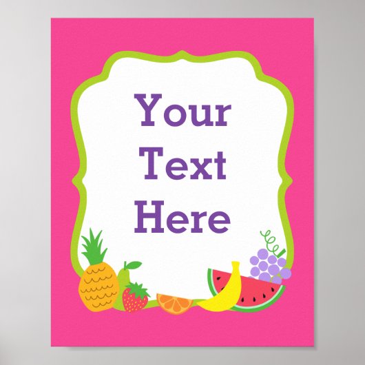 TWEEtti Frutti 2e verjaardag Fruit Custom Sign Poster (Voorkant)