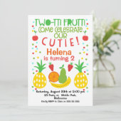 Tweetti Frutti 2e verjaardag Uitnodiging (Staand voorkant)