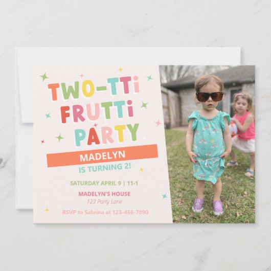 Tweetti Frutti 2e verjaardag uitnodiging voor het (Voorkant)