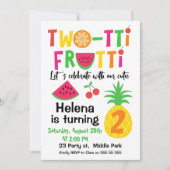 Tweetti Frutti 2e verjaardag uitnodiging voor het  (Voorkant)