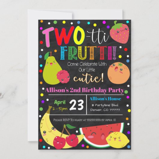 Tweetti Frutti Party Birthday Uitnodiging (Voorkant)