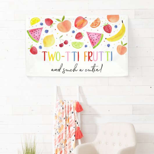 Tweetti Frutti zo'n Cutie Tweede verjaardag Spandoek (Insitu)