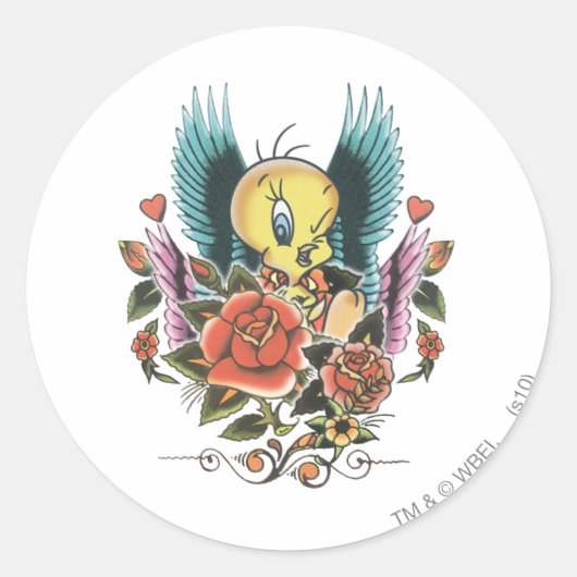 TWEETY™ blauwe vleugels Ronde Sticker (Voorkant)