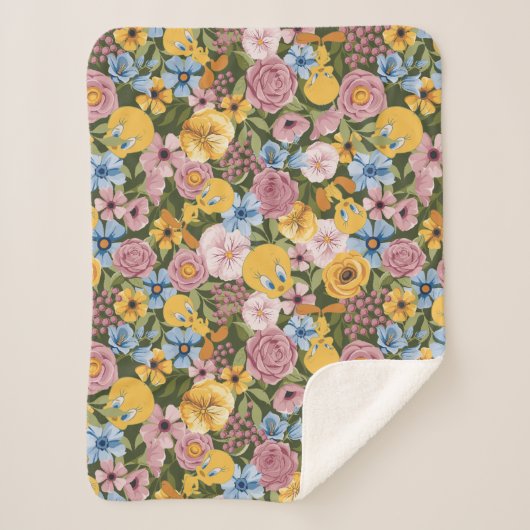 TWEETY™ Bloem Borduurpatroon Sherpa Deken (Voorkant)