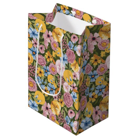 TWEETY™ Bloem Borduurwerk Patroon Medium Cadeauzakje (Voorkant Gekanteld)