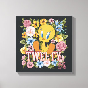 TWEETY™ Bloemrijke Borduurwerk Grafiek Canvas Afdruk