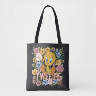 TWEETY™ Bloemrijke Borduurwerk Grafiek Tote Bag