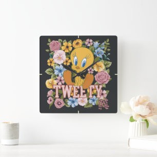 TWEETY™ Bloemrijke Borduurwerk Grafiek Vierkante Klok